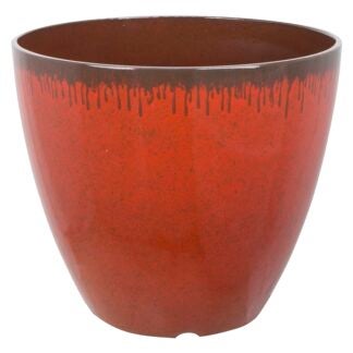 Landscapers Select PT-S023 Planter, 12 in Dia, 10 in H, Round, Resin, Red, Mocha Drip Sells in Quantity of 6