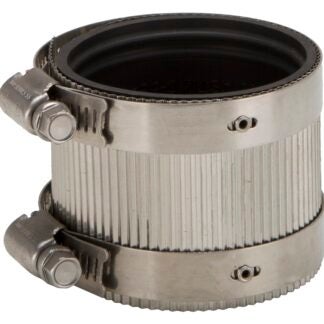 ProSource NHC-22 Coupling, 2 in, Cast Iron, Plastic and Steel Drain Pipes, Rubber/Stainless Steel