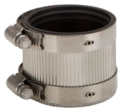 ProSource NHC-22 Coupling, 2 in, Cast Iron, Plastic and Steel Drain Pipes, Rubber/Stainless Steel