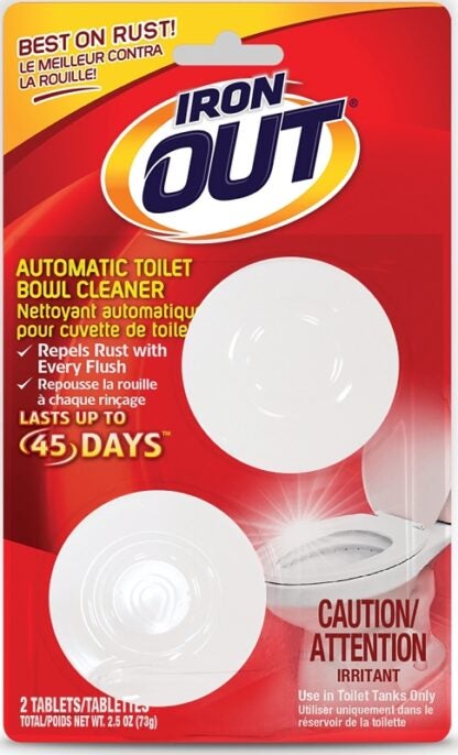 Iron OUT C-AT12T Toilet Bowl Cleaner, 3.2 oz, Tablet, Pine, White Sells in Quantity of 12