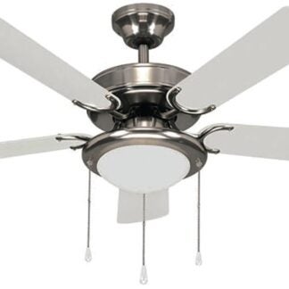 Canarm Eclipse Series CF9042551S Ceiling Fan, 5-Blade, Bleached Oak/White Blade, 42 in Sweep, Fiber Blade, 3-Speed