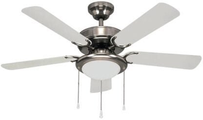 Canarm Eclipse Series CF9042551S Ceiling Fan, 5-Blade, Bleached Oak/White Blade, 42 in Sweep, Fiber Blade, 3-Speed