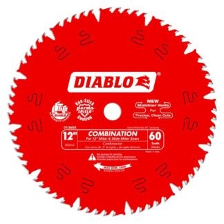 Diablo D1260X Circular Saw Blade, 12 in Dia, 1 in Arbor, 60-Teeth, Carbide Cutting Edge