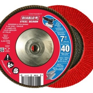 Diablo CDX070040B01F Flap Disc, 7 in Dia, 5/8 in Arbor, 40 Grit, Zirconium Abrasive