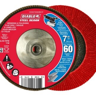 Diablo CDX070060B01F Flap Disc, 7 in Dia, 5/8 in Arbor, 60 Grit, Zirconium Abrasive