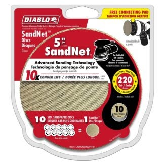 Diablo DND050220H10I Sanding Disc, 5 in Dia, 220 Grit, Ultra Fine, Aluminum Oxide Abrasive, Universal