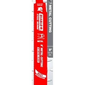 Diablo DS0914BF5C Reciprocating Saw Blade, 1 in W, 9 in L, 14/18 TPI, Bi-Metal Cutting Edge