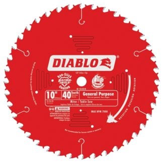 Diablo D1040X Circular Saw Blade, 10 in Dia, 5/8 in Arbor, 40-Teeth, Carbide Cutting Edge