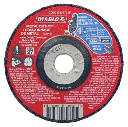 DISC CUT-OFF METAL 4X1/8X5/8IN Sells in Quantity of 10