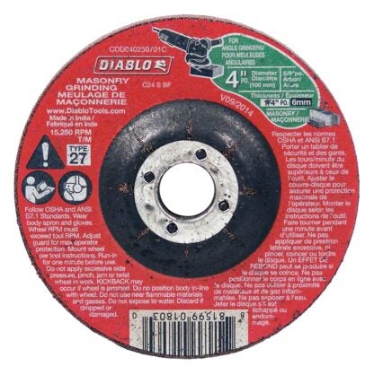 WHEEL GRIND MSNRY 4X1/4X5/8IN Sells in Quantity of 10