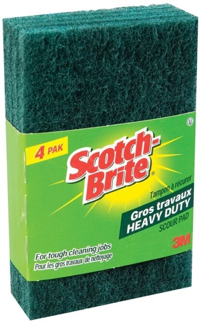 Scotch-Brite SB-411 Scouring Pad, 6 in L, 3.8 in W, Green