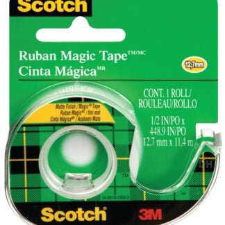 3M 104NA Transparent Tape, 12-1/2 yd L, 1/2 in W