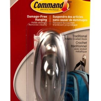 Command 17053BN-C Decorative Hook, 5 lb, 1-Hook, Metal, Brushed Nickel Sells in Quantity of 6