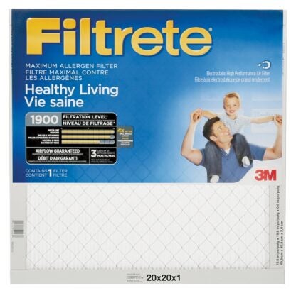 Filtrete MA02DC-6-C Air Filter, 20 in L, 20 in W, 1900 MPR Sells in Quantity of 6