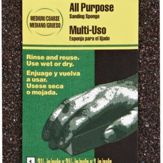 3M 909 Sanding Sponge, 3-3/4 in L, 2-5/8 in W, Coarse, Medium, Aluminum Oxide Abrasive