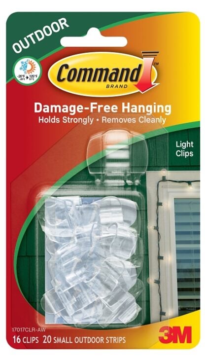 Command 17017CLR-AWC Outdoor Light Clip, Plastic, Clear Sells in Quantity of 6