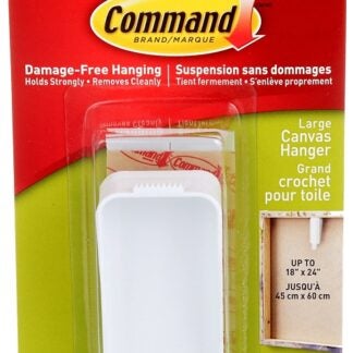 Command 17044-ES Large Canvas Picture Hanger, 3 lb, Plastic, White, Wall Mounting Sells in Quantity of 4