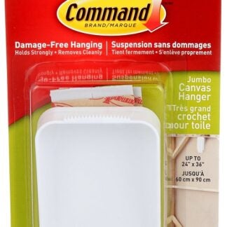 Command 17045-ES Large Canvas Picture Hanger, 5 lb, Plastic, White, Wall Mounting Sells in Quantity of 4