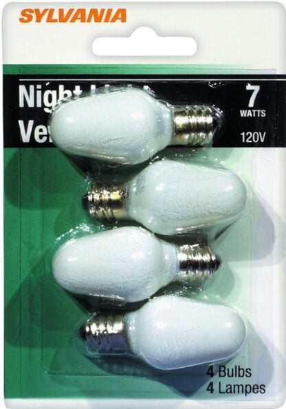 Sylvania 13544 Incandescent Lamp, 7 W, Candelabra E12 Lamp Base, 2850 K Color Temp, 3000 hr Average Life Sells in Quantity of 12