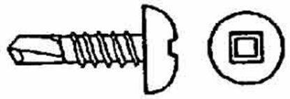 Reliable PKTZ612MR Screw, #6-20 Thread, 0.597 in L, Full Thread, Pan Head, Square Drive, Self-Drilling Point, Steel Sells in Quantity of 5