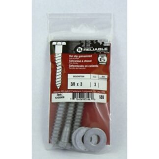 Reliable HLHDG14312B Lag Bolt, 1/4-10 Thread, 3-1/2 in OAL, A Grade, Steel, Galvanized