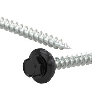 Reliable RSZ Series RSZ9112BLKVP Screw, #9-15 Thread, 1-1/2 in L, Hex Drive, Self-Tapping, Type A Point, Neoprene/Steel, 100/BX