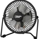 PowerZone CZHV4RSB-BK Mini Fan, 120 VAC, 4 in Dia Blade, 4-Blade, 1-Speed, 360 deg Rotating, Black