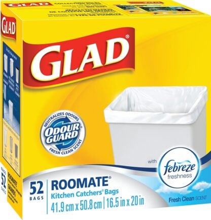 Glad 10299FZ Trash Bag, XS, 15 L, White