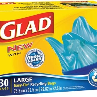 Glad Easy-Tie 11578PAK2 Recycling Bag, L, 77 L, Plastic, Blue