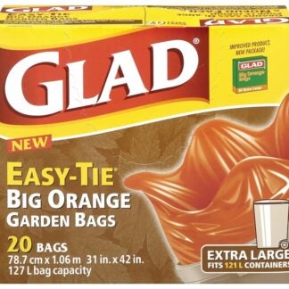 Glad Easy-Tie 30201 31INX42INOR Garbage Bag, XL, Polyethylene, Orange