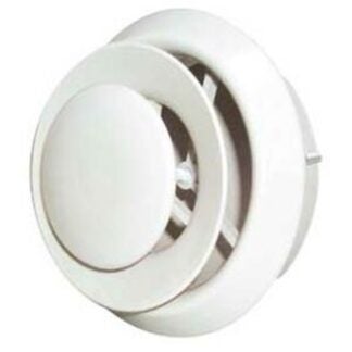 Imperial VT0111 Air Diffuser, 5, 6 in W Duct Opening, 3-1/2 in H Duct Opening, Plastic, White