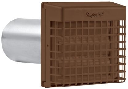 Imperial VT0564 Louvered Vent Hood with Guard, 7.1 in W Hood, 2.6 in D Hood, 7.1 in H Hood, 4 in Dia Duct