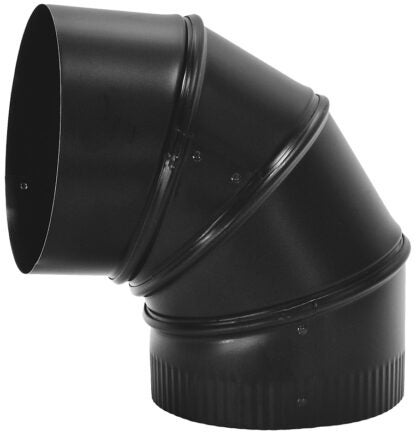 Imperial BM0016 Stove Pipe Elbow, 90 deg Angle, 8 in, 24 Gauge, Steel, Black, Matte Sells in Quantity of 4