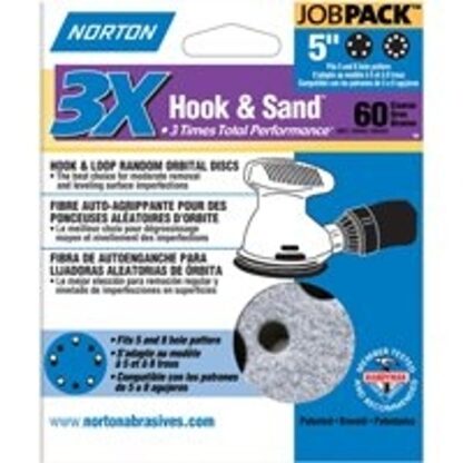 NORTON 74368 Sanding Disc, 5 in Dia, 11/16 in Arbor, Coated, 60 Grit, Coarse, Zirconia Aluminum Abrasive, Spiral