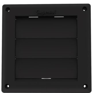 Imperial VT0738 Louvered Vent Hood, 6.3 in W Hood, 0.6 in D Hood, 6.3 in H Hood, 4 in Duct, Plastic Hood, Black Hood