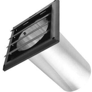 Imperial VT0739 Louvered Vent Hood, 9.1 in W Hood, 0.6 in D Hood, 9.1 in H Hood, 6 in Duct, Plastic Hood, Black Hood