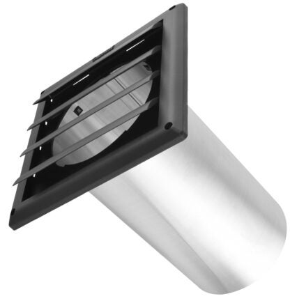 Imperial VT0739 Louvered Vent Hood, 9.1 in W Hood, 0.6 in D Hood, 9.1 in H Hood, 6 in Duct, Plastic Hood, Black Hood