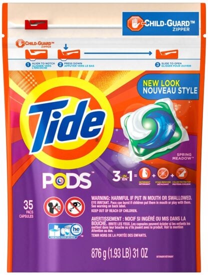 Tide 93127 Laundry Detergent, 35 CT, Liquid, Spring Meadow Sells in Quantity of 4