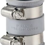 ProSource TC-150 Drain Connector, 1-1/4 x 1-1/2 in, Brass or Plastic Drain Pipes, PVC, Gray