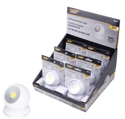 PowerZone 12621 Robot Light, AAA Battery, Alkaline Batteries Battery, LED Lamp, 220 Lumens, White Sells in Quantity of 6