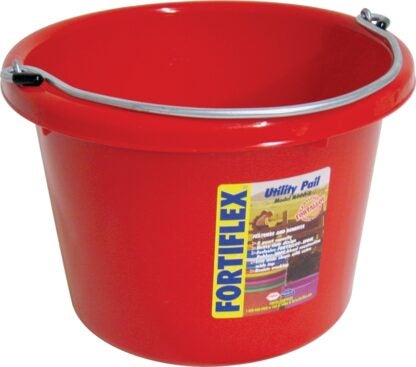 Fortex-Fortiflex N4008R Utility Pail, 8 qt Volume, Fortalloy Rubber Polymer, Red