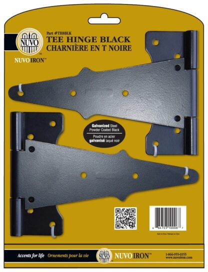 Nuvo Iron TH8BLK Tee Hinge, 8 in H Frame Leaf, Galvanized Steel