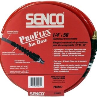 SENCO PC0977 Air Hose, 1/4 in OD, 50 ft L, MPT, 250 psi Pressure, Polyurethane