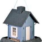 North States 9085 Wild Bird Feeder, Cozy Cottage, 5 lb, Plastic, Blue/Gray, 11-1/2 in H, Pole Mounting