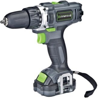 Genesis GLCD122P Drill/Driver, Battery Included, 12 V, 1300 mAh, 3/8 in Chuck, Keyless, Single Sleeve Chuck