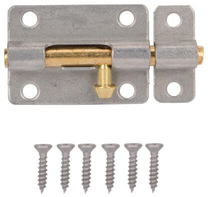 ProSource CL-192-PS Barrel Bolt, 0.31 Dia in Bolt Head, 3 in L Bolt, Brass Pin/Steel, Galvanized Zinc Plated