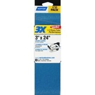 NORTON 49271 Sanding Belt, 3 in W, 24 in L, 50 Grit, Coarse, Zirconia Aluminum Abrasive