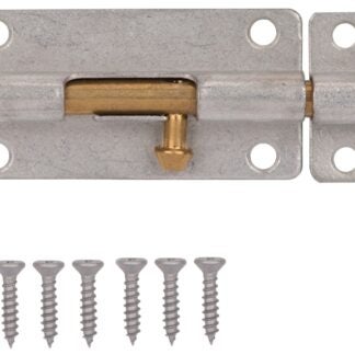 ProSource 20473MGS-PS Barrel Bolt, 0.31 Dia in Bolt Head, 4 in L Bolt, Brass Pin/Steel, Galvanized Zinc Plated