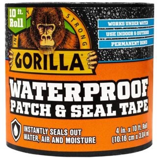 Gorilla 4670002 Patch and Seal Tape, 10 ft L, 4 in W, Black