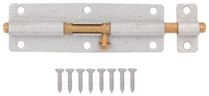 ProSource CL-702-PS Barrel Bolt, 0.31 Dia in Bolt Head, 6 in L Bolt, Brass Pin/Steel, Galvanized